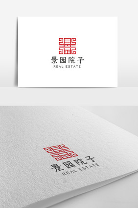 简约中式大气尊贵地产院子logo模板