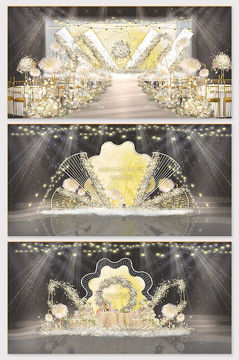 黄色花朵现代婚礼效果图图片