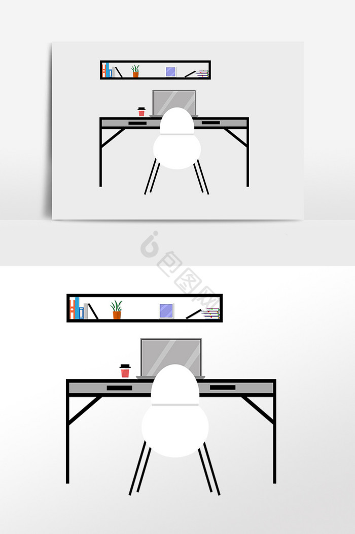 办公办公桌椅插画图片
