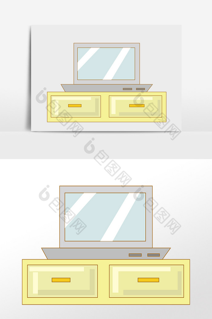 手绘商务办公办公桌电脑插画