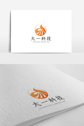 橙色时尚简洁科技企业logo设计模板