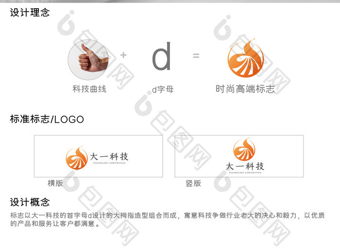 橙色时尚简洁科技企业logo设计模板