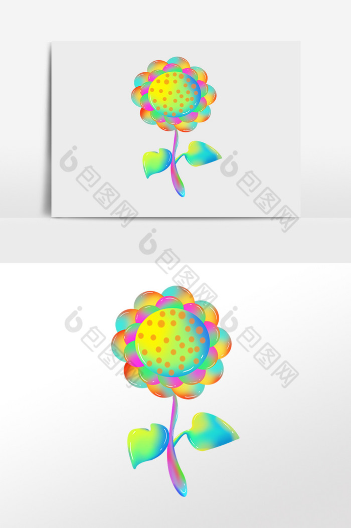 糖果渐融彩色植物向日葵插画图片图片