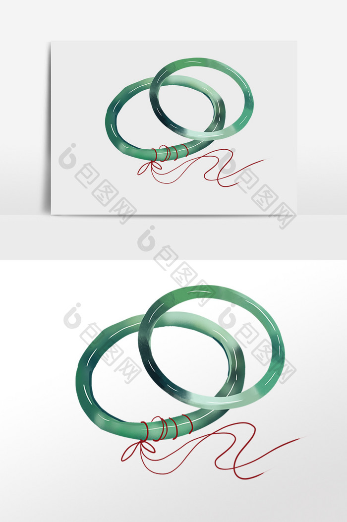 手绘中国风古风首饰玉镯插画