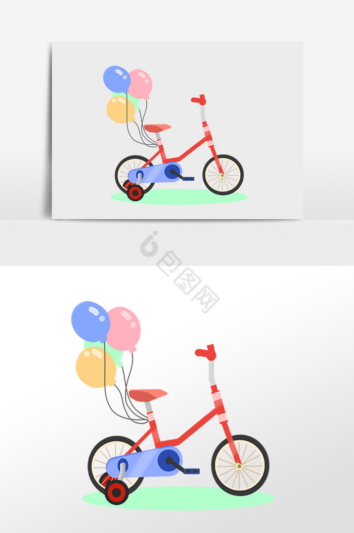 交通工具儿童自行车插画图片