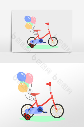 手绘交通工具儿童自行车插画图片