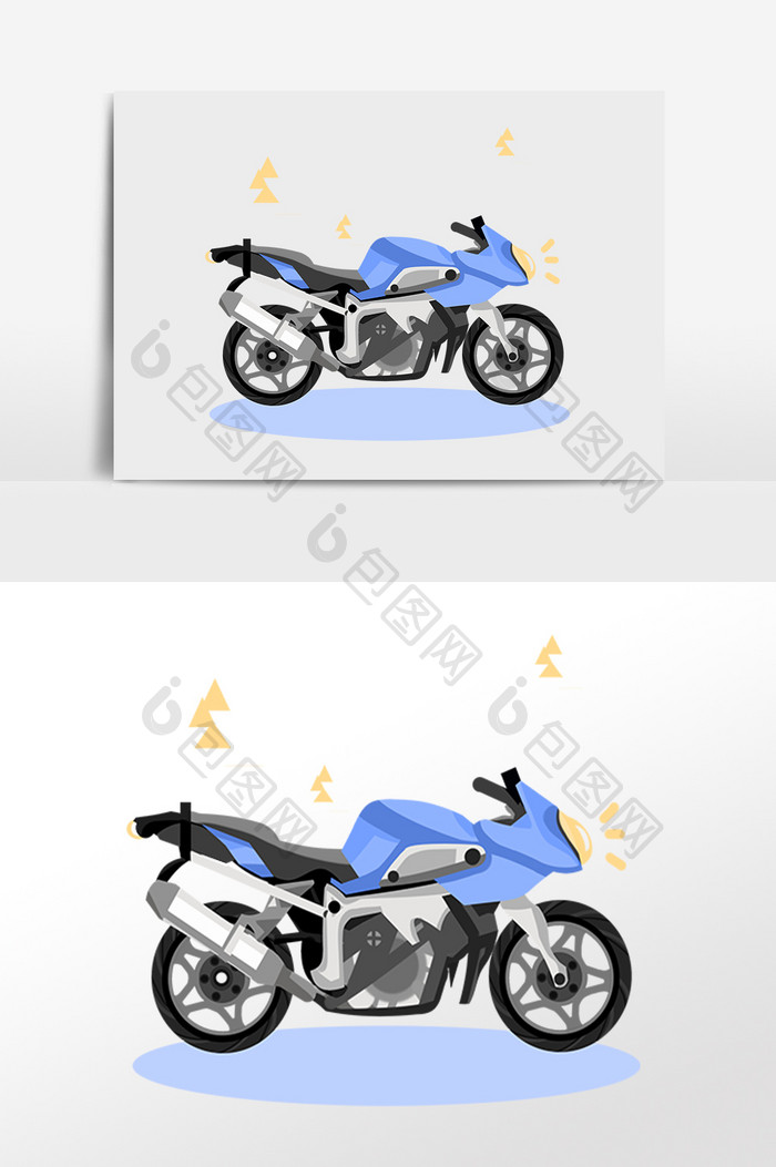 手绘交通工具车辆摩托车插画