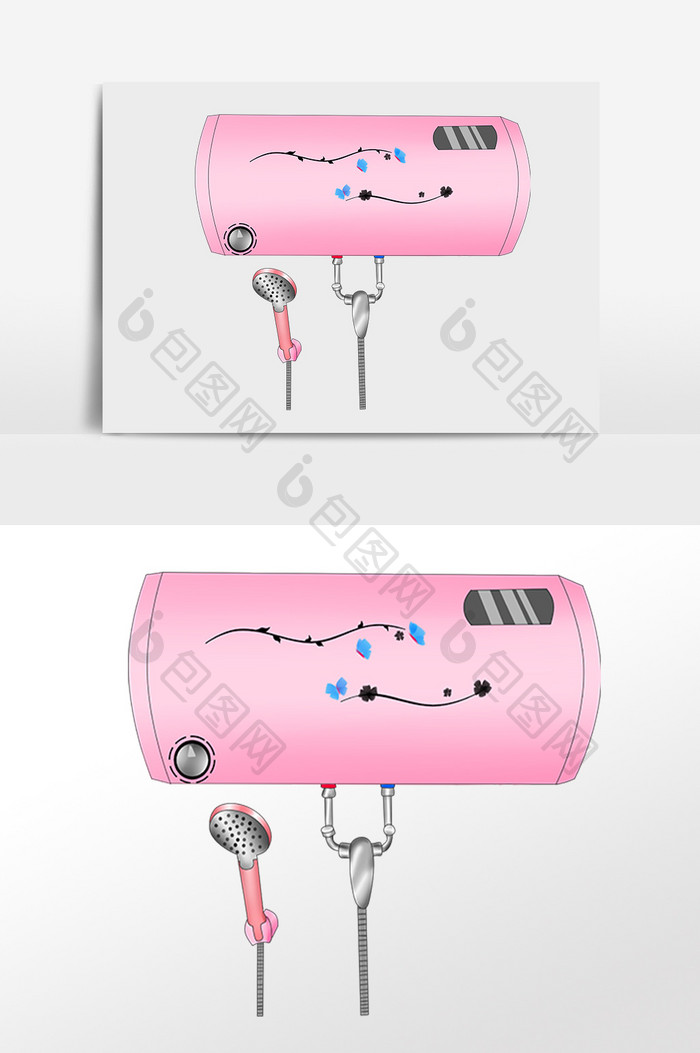 手绘生活用品电器洗澡热水器插画