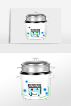 手绘生活用品电器电饭煲插画