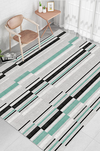 北欧柏拉图简约灰色系几何线条客厅地毯图案图片
