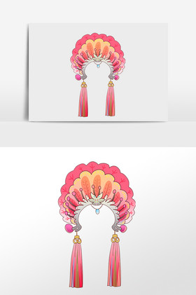 京剧戏曲头饰帽子装饰插画图片