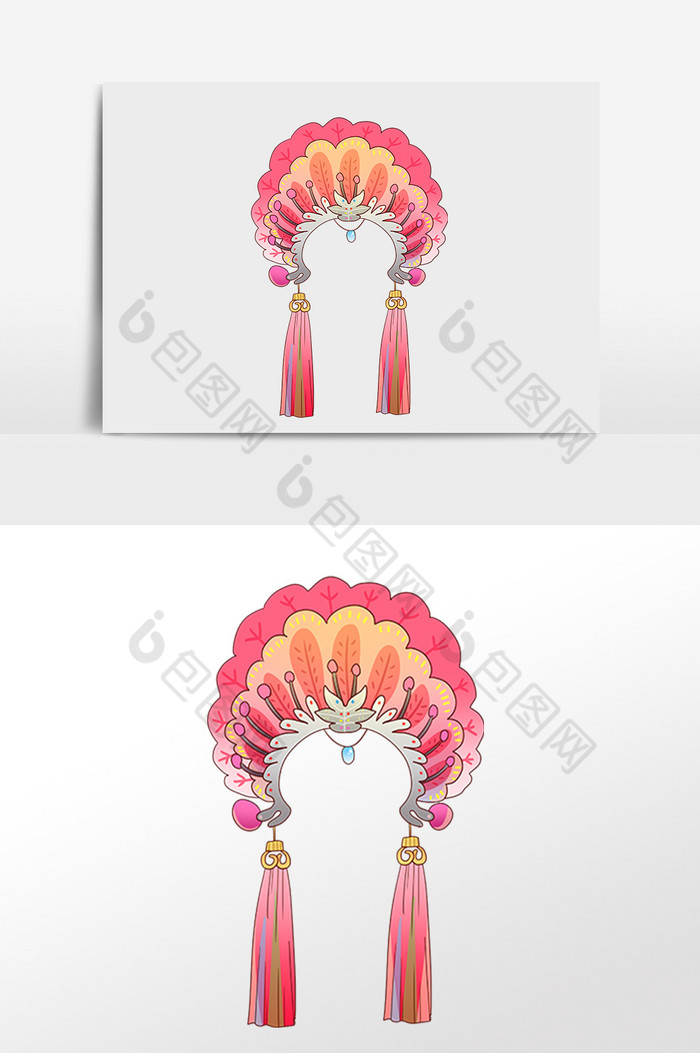 京剧戏曲头饰帽子装饰插画图片