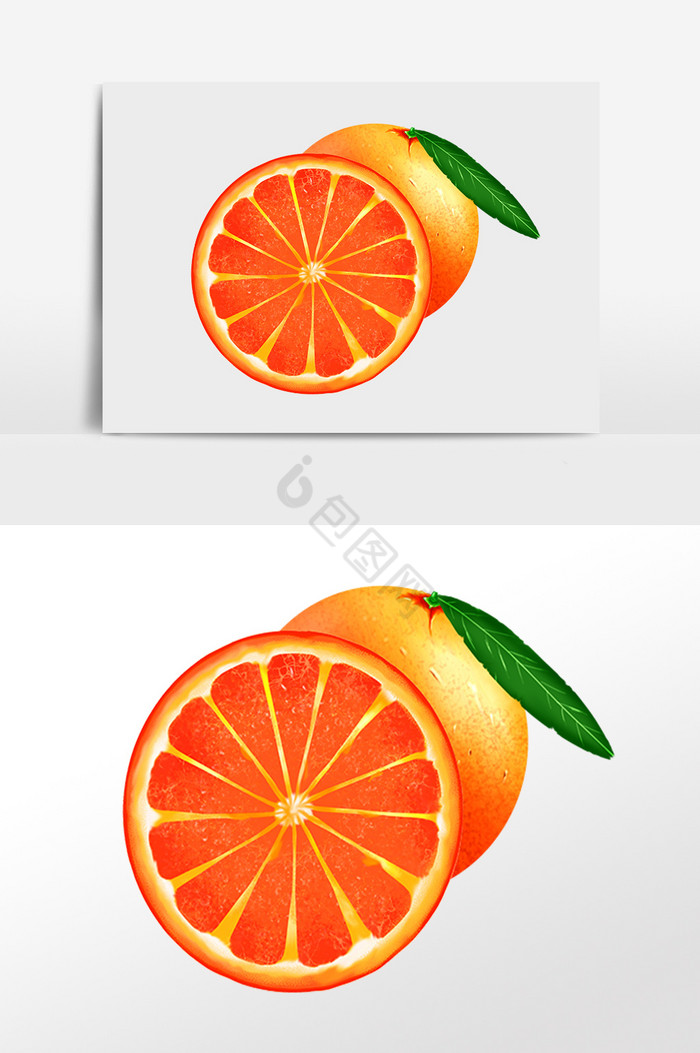 夏季美味新鲜水果橘子插画图片