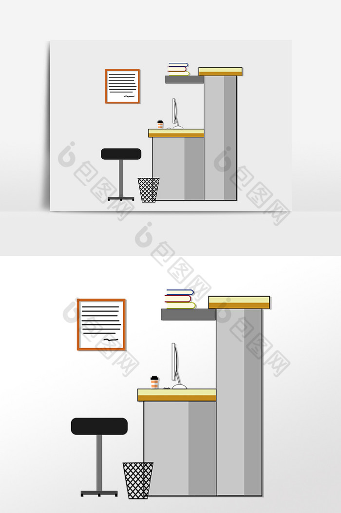 办公室办公桌插画图片图片