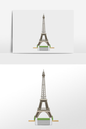 旅游城市地标建筑巴黎铁塔插画