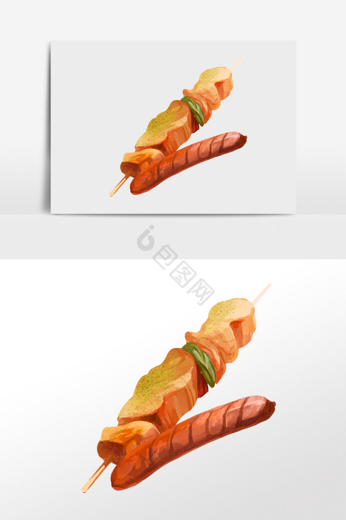 美味食物小吃烤串插画图片
