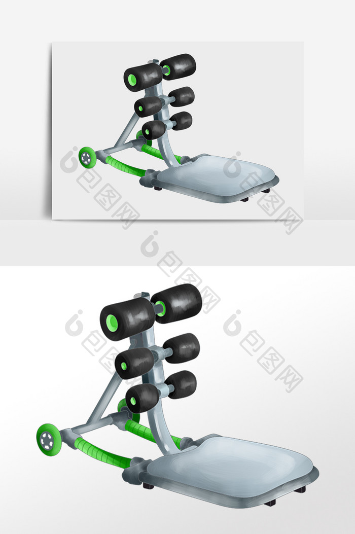 手绘健身房健身器材器械插画