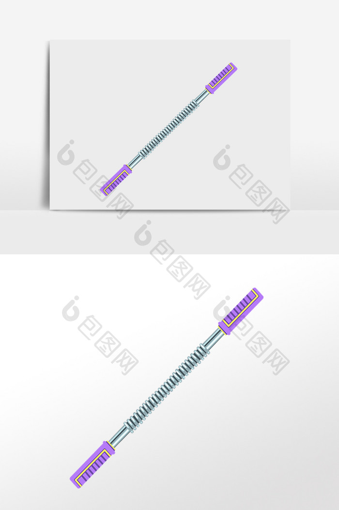 手绘健身房健身器材臂力棒插画