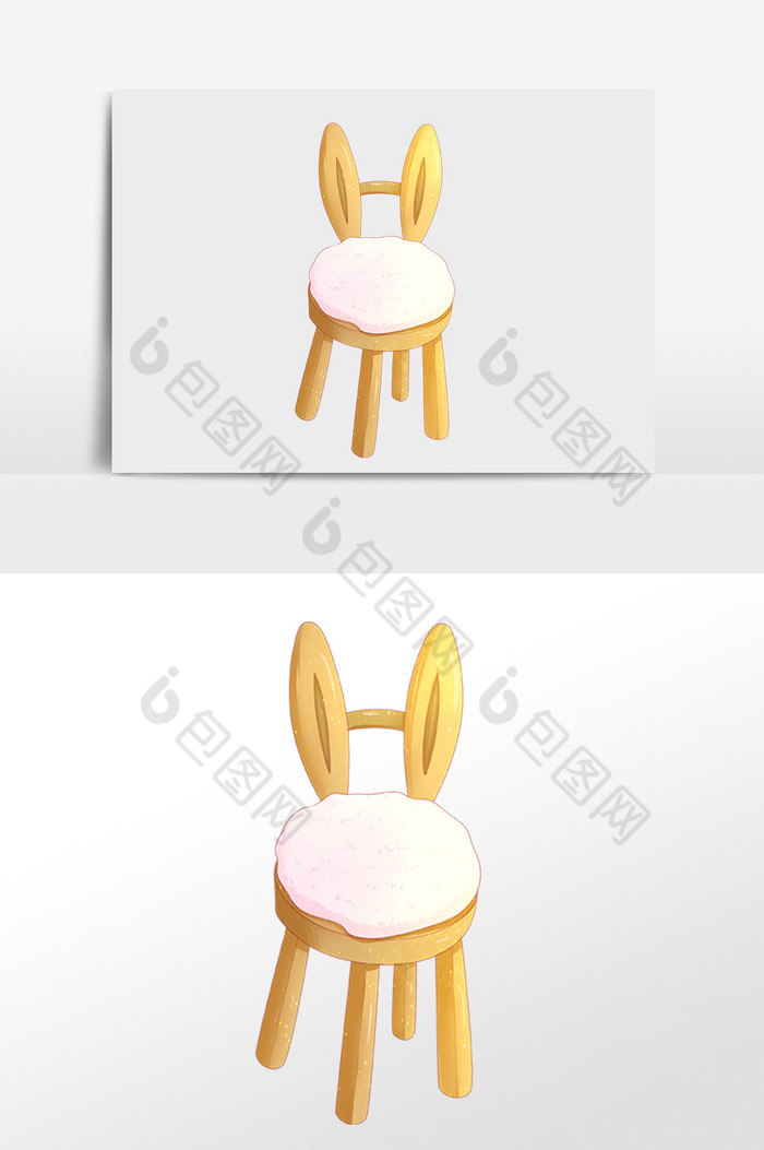 现代家具兔子凳子插画图片图片