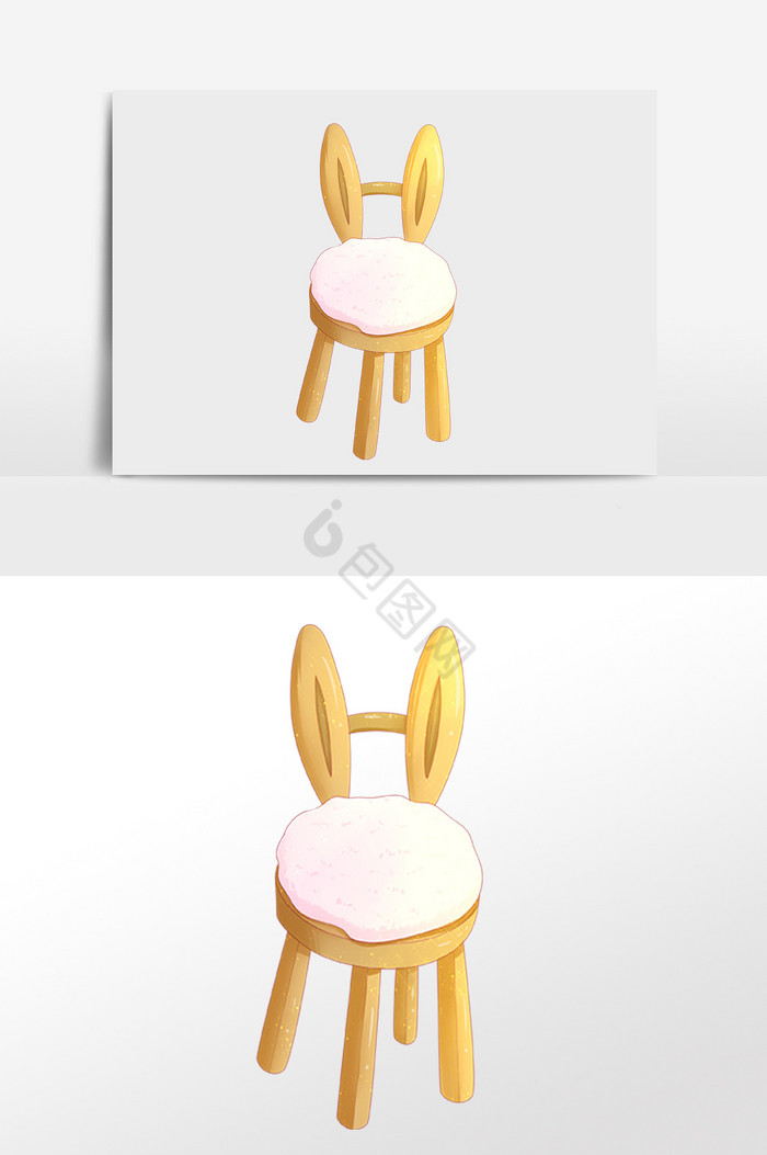 现代家具兔子凳子插画图片