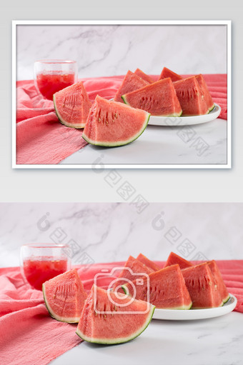 夏天新鲜健康水果西瓜摄影图片