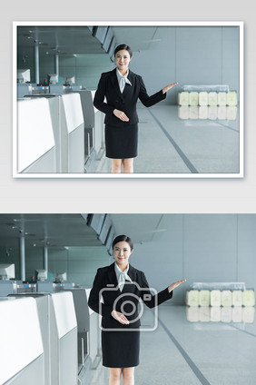 客服人员服务形象展示引导摄影图片