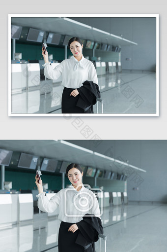 商务女性机场出差出发旅行摄影图片