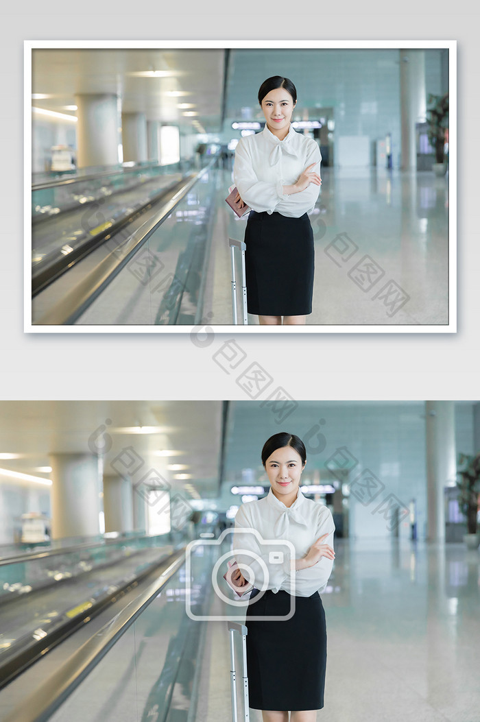 商务职场女性在机场摄影图片