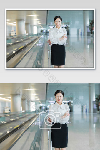 商务职场女性在机场摄影图片