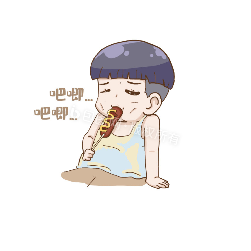 二次元gif表情包卡通漫画吃货之热狗和我