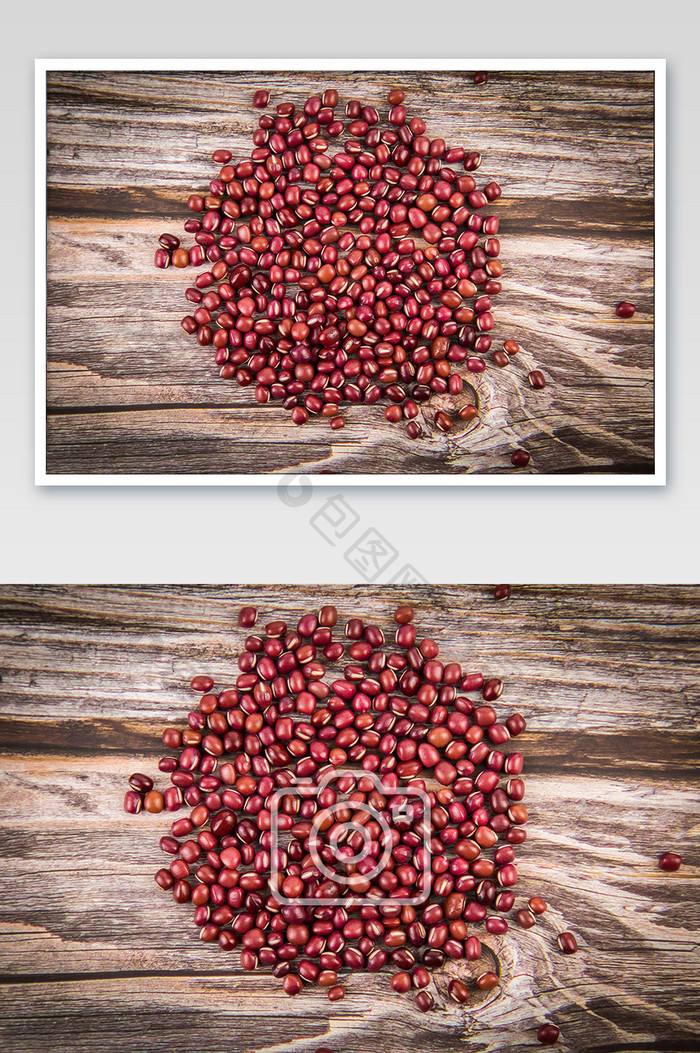 古风摆拍谷物杂粮的红豆摄影图片