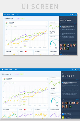 蓝色科技企业管理后台系统走势网页界面