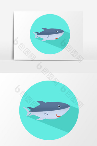 手绘世界海洋日蓝色鲨鱼图片