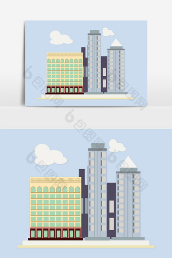 建筑世界建筑日高楼大厦商务房子矢量卡通图片