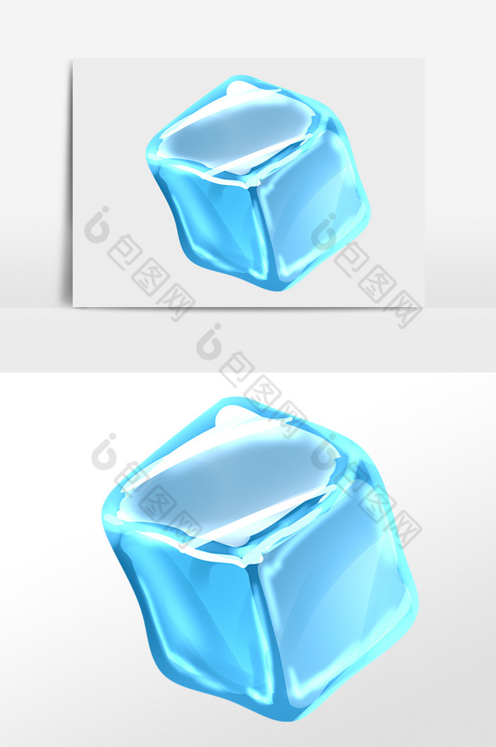 夏季融化冰块插画图片