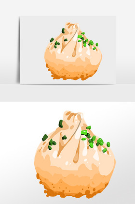 餐饮小吃水煎包插画