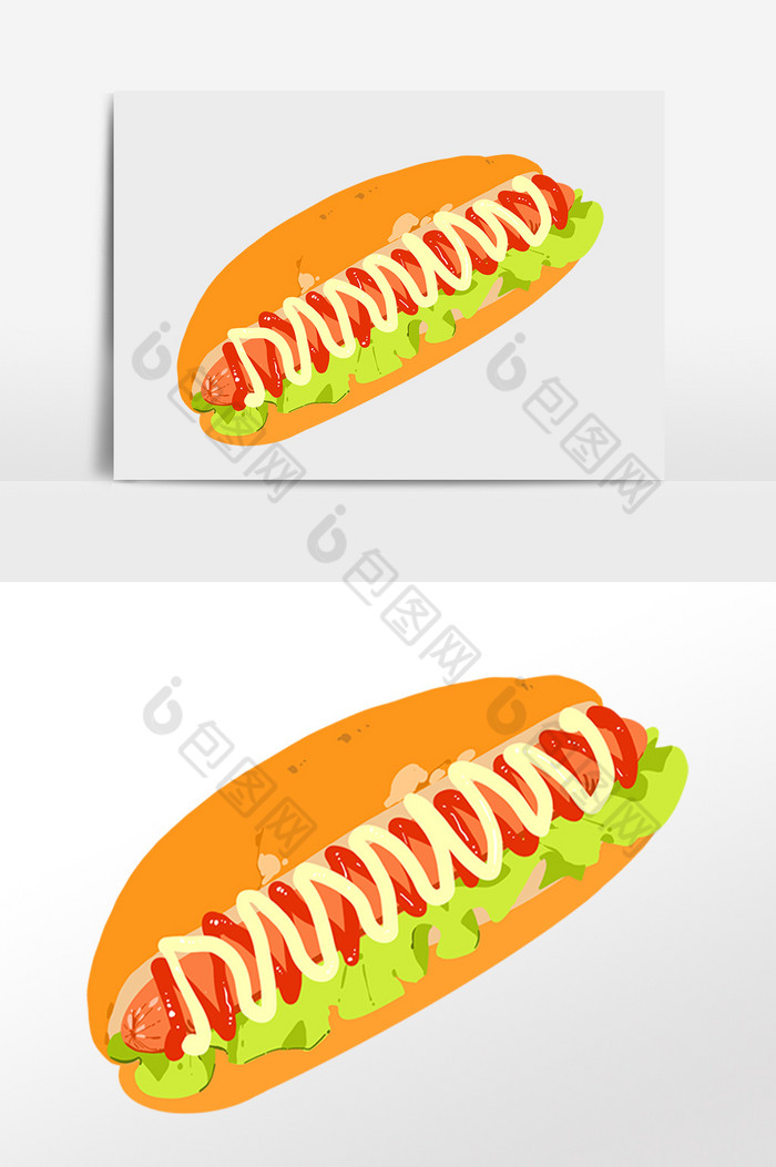 餐饮小吃热狗面包插画图片图片