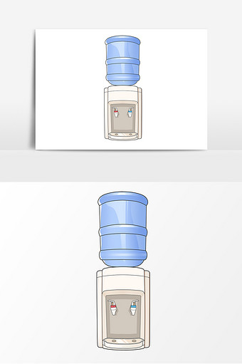 饮水机手绘卡通元素