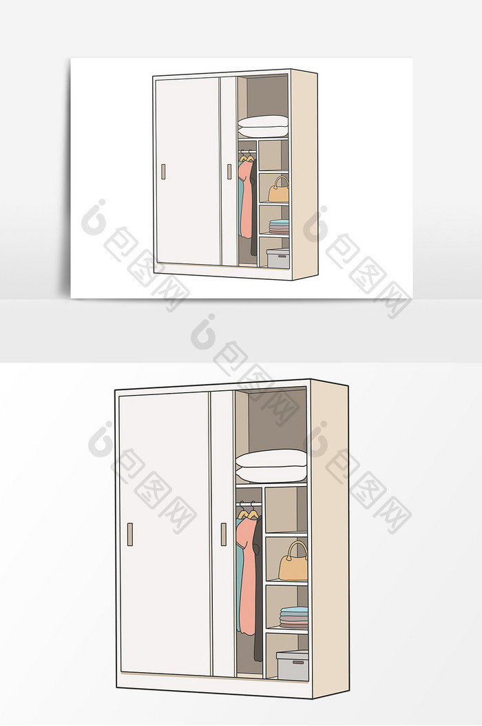 家具衣柜手绘卡通元素