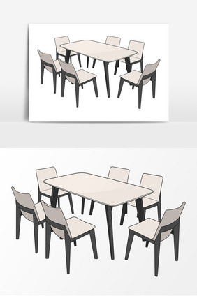 餐桌椅子手绘卡通元素