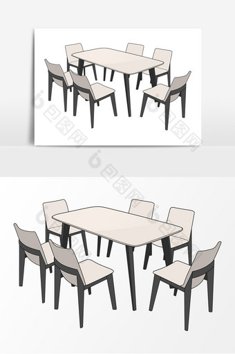 餐桌椅子手绘卡通元素图片