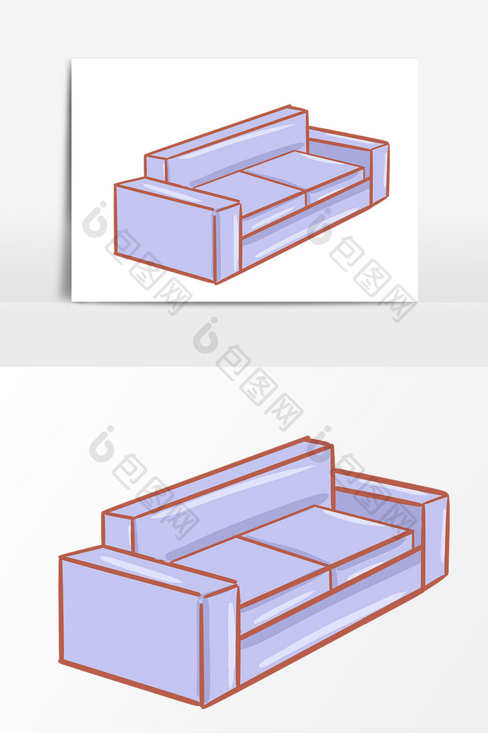 沙发手绘卡通形象元素