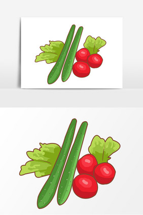 黄瓜蔬菜手绘形象元素
