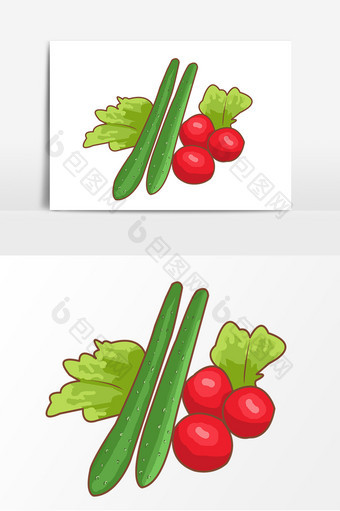黄瓜蔬菜手绘形象元素图片