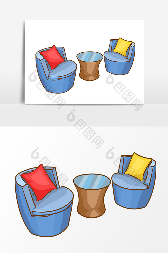 沙发桌子手绘形象元素