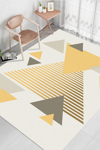 北欧现代手绘三角形几何纹理客厅地毯图案图片