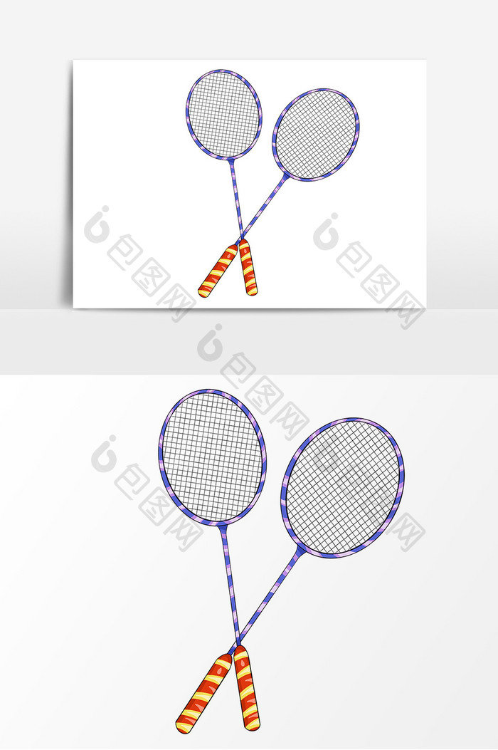 羽毛球拍手绘卡通元素