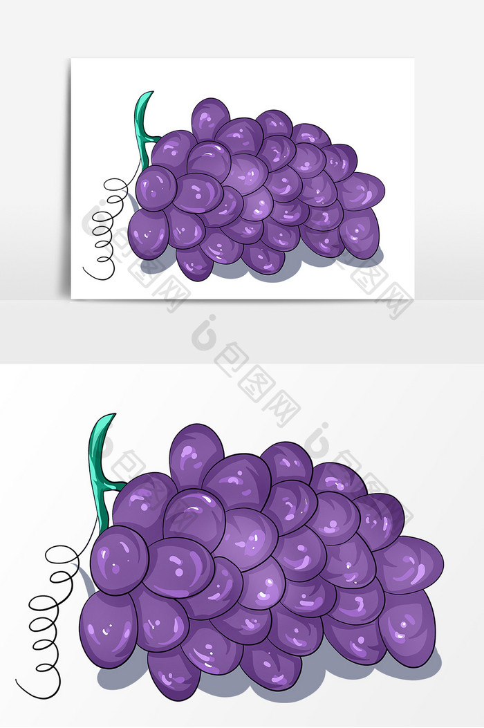 葡萄手绘卡通形象元素