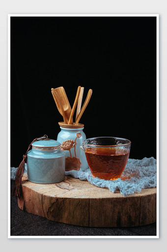 中式茶道茶具大红袍红茶静物摄影图片