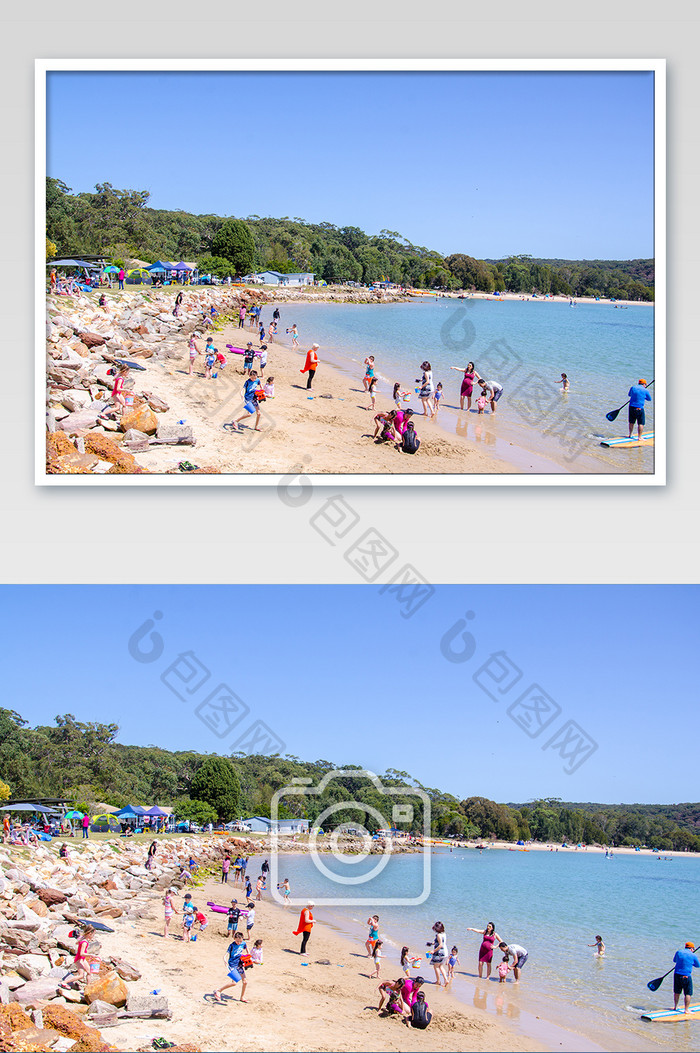 悉尼班迪纳海滩上的游客高清摄影图片
